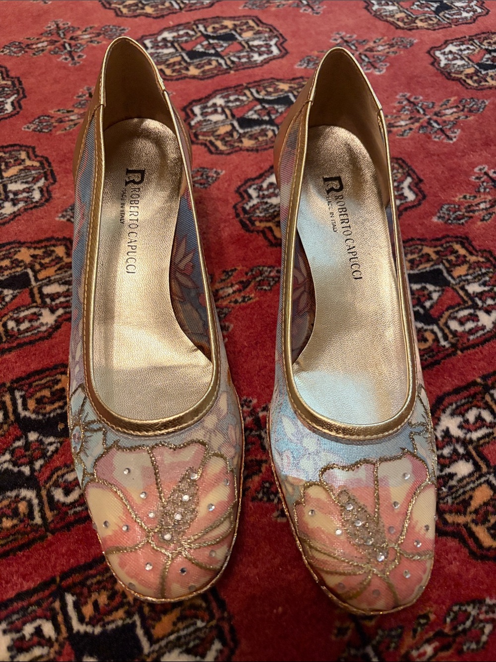 Women's Pink & Gold Embellished Ballet Flats